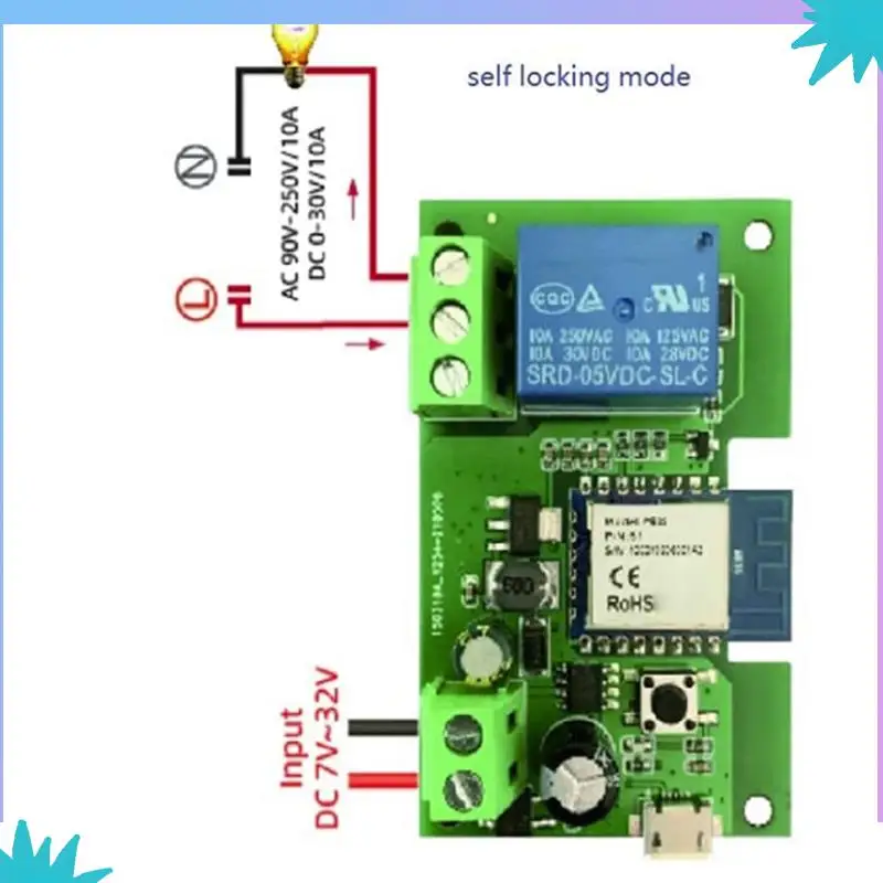 ABZW 3X 1CH RFスイッチ 7-32V AC DC WIFI Tuyaリモートコントロール 433 ライトスイッチ 10A リレー セルフロック インターロック インチング