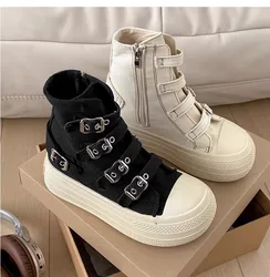 CHABELLA Women's High Top Canvas Shoe Design Buckle Strap Zip Simplicity Female Shoes 2025  High Street Grace Waling Shoes