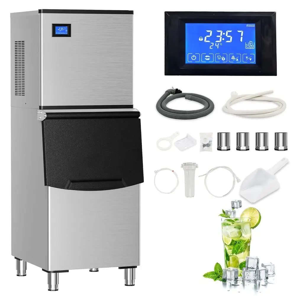 

Ice Maker Machine 500LBs Day with Filter, 250LBs Storage Bin,CompressorampETL Approval Industrial Ice Machine, AutoClean, Custom