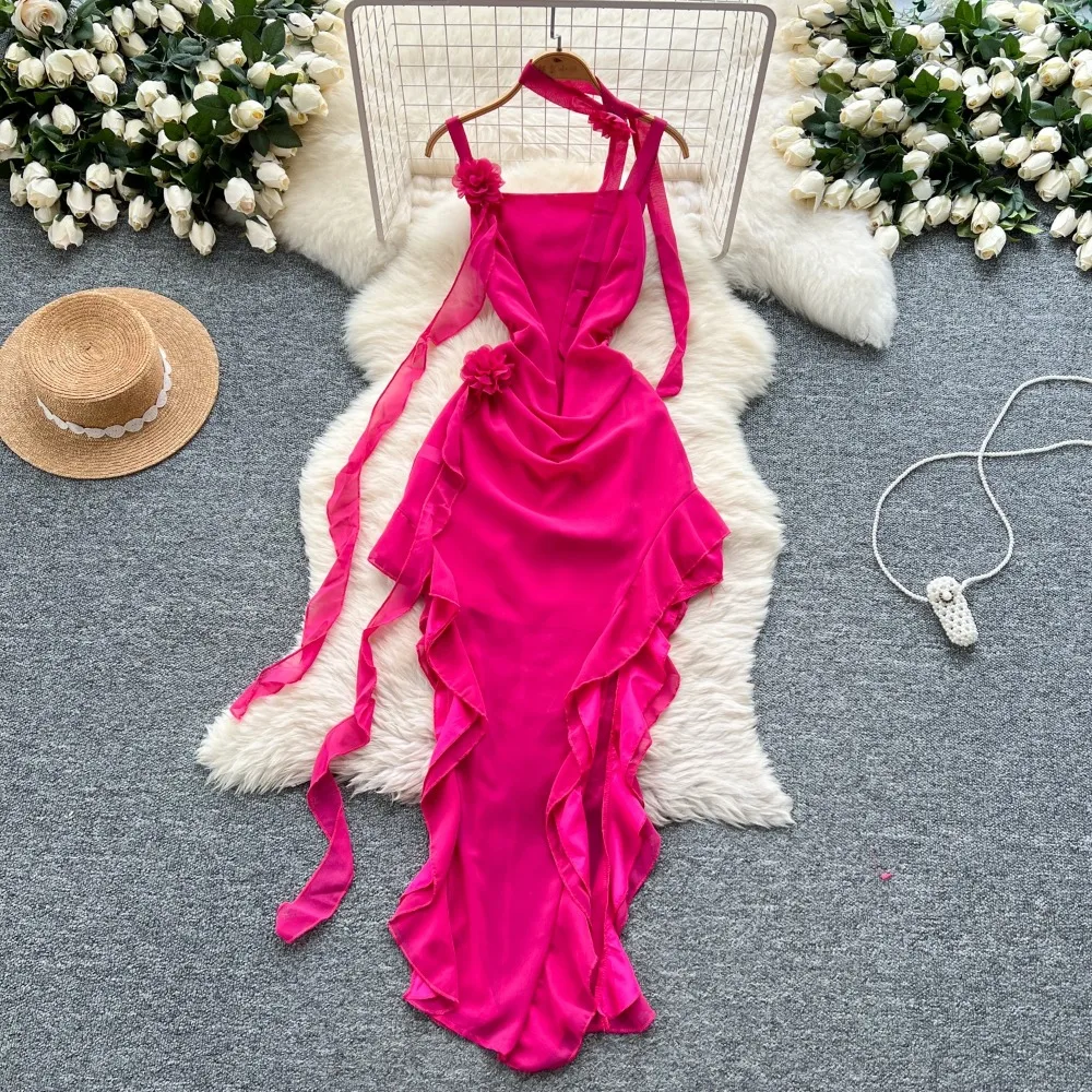 

Шикарные элегантные асимметричные цветочные платья с открытыми плечами Fairycore для пляжного отдыха и вечеринки, женские летние платья трапециевидной формы, женская одежда