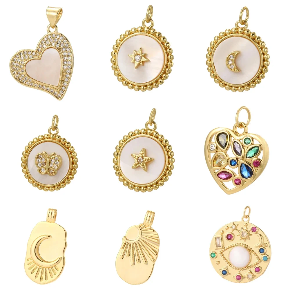 Exquisite Copper Inlaid Zirco Heart-shaped Charms for Jewelry Making Supplies DIY Earrings Necklace Key Pendant classic style