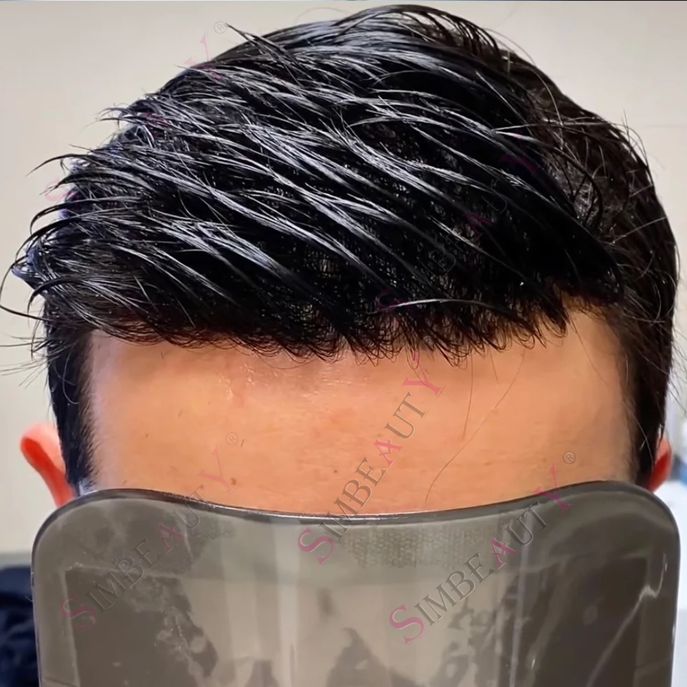 

Super Natural Hairline Durable Microskin Thin Skin Brown Black Grey 1B65 1B80 Men Toupee Human Hair Capillary Prosthes Hairpiece