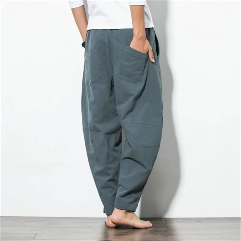 

Harlan Men's Casual Pants Chinese Style Four Seasons 20 Special Wide Loose Fit Cotton Trousers Youth Fashion Casual Wear