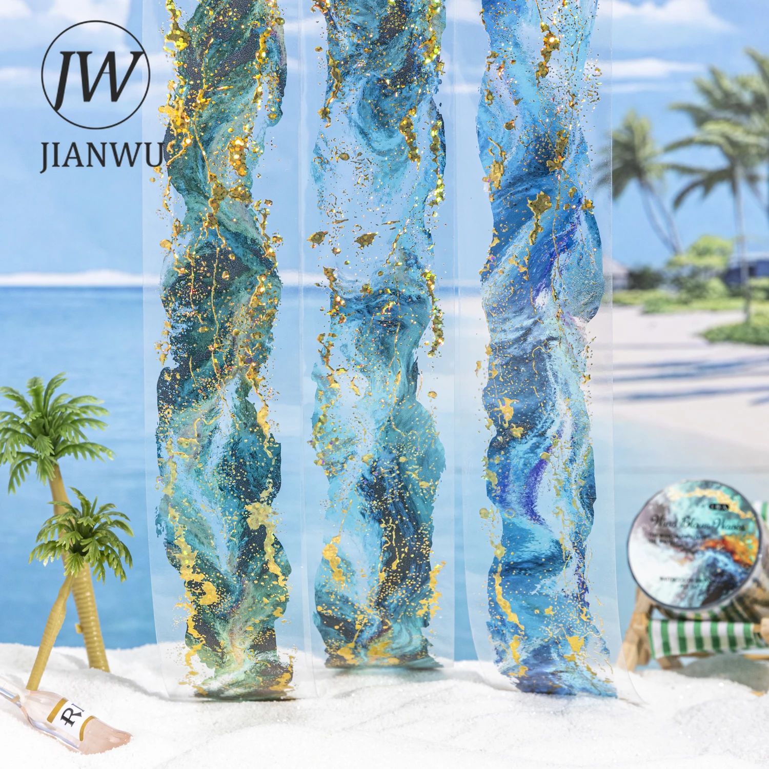 JIANWU Il vento soffia sulle onde Serie Vintage Sbavature Paesaggio Materiale Collage Nastro in PET Creativo Diario fai da te Cancelleria