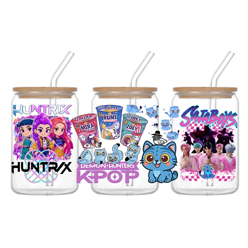 UV DTF Aufkleber KPop Dämon Jäger Saja Jungen HUNTR/X Rumi Mira Zoey Jinu Permanent Transfer Aufkleber Wasserdichte DIY Dekorieren