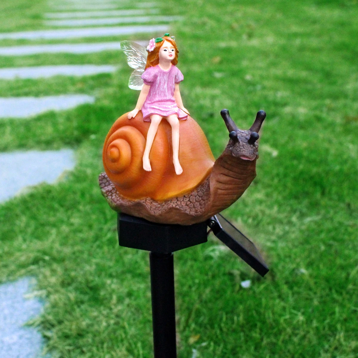 Solar powered snail flower fairy