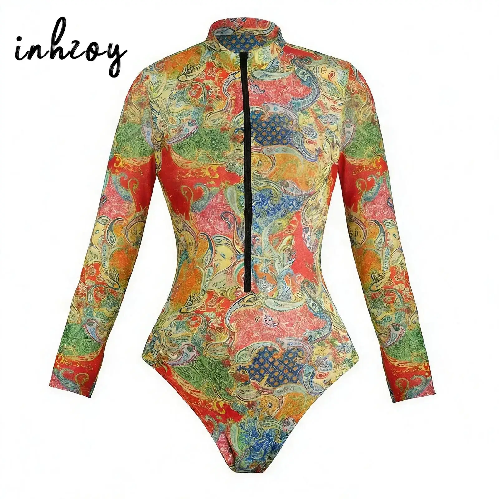 

Женский цельный купальник-леотард с длинными рукавами для защиты от солнца, для семейного пляжного отдыха, летняя пляжная одежда