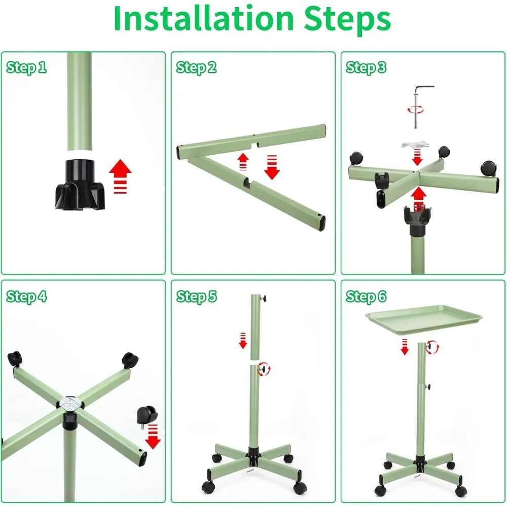 Metall füße Salon Tablett Wagen Farb tablett mit einstellbarer Höhe auf Rädern Salon Rollt ablett ideale Verwendung als leicht zu bewegen