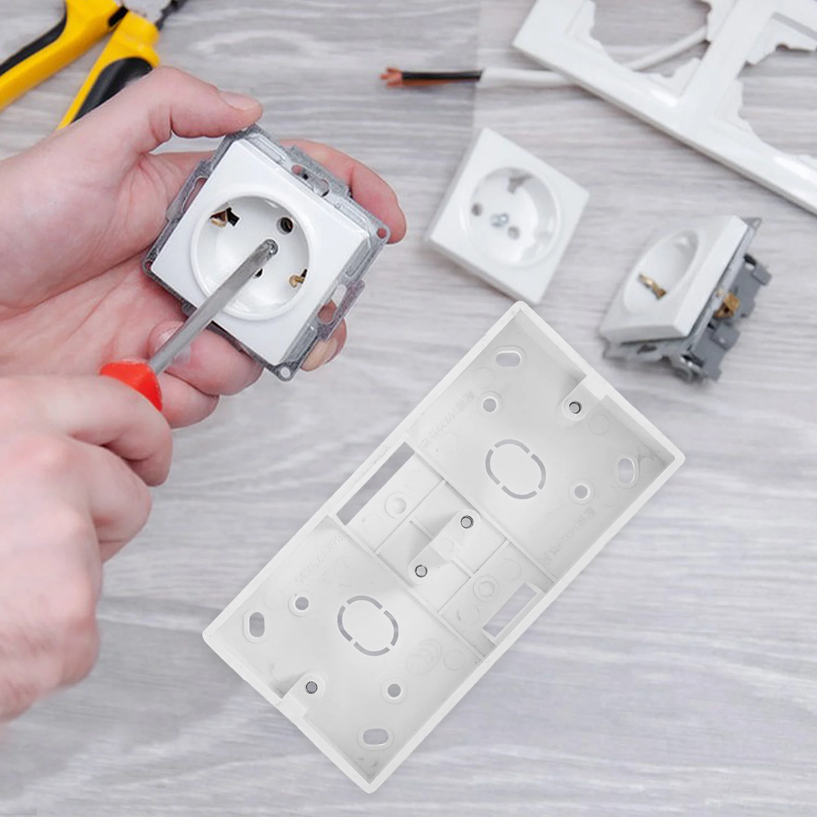 10Pcs Durable PVC Electrical Switch Box Surface Mount Wall Outlet Junction Box Socket Base Under Cabinet Lights for Kitchen
