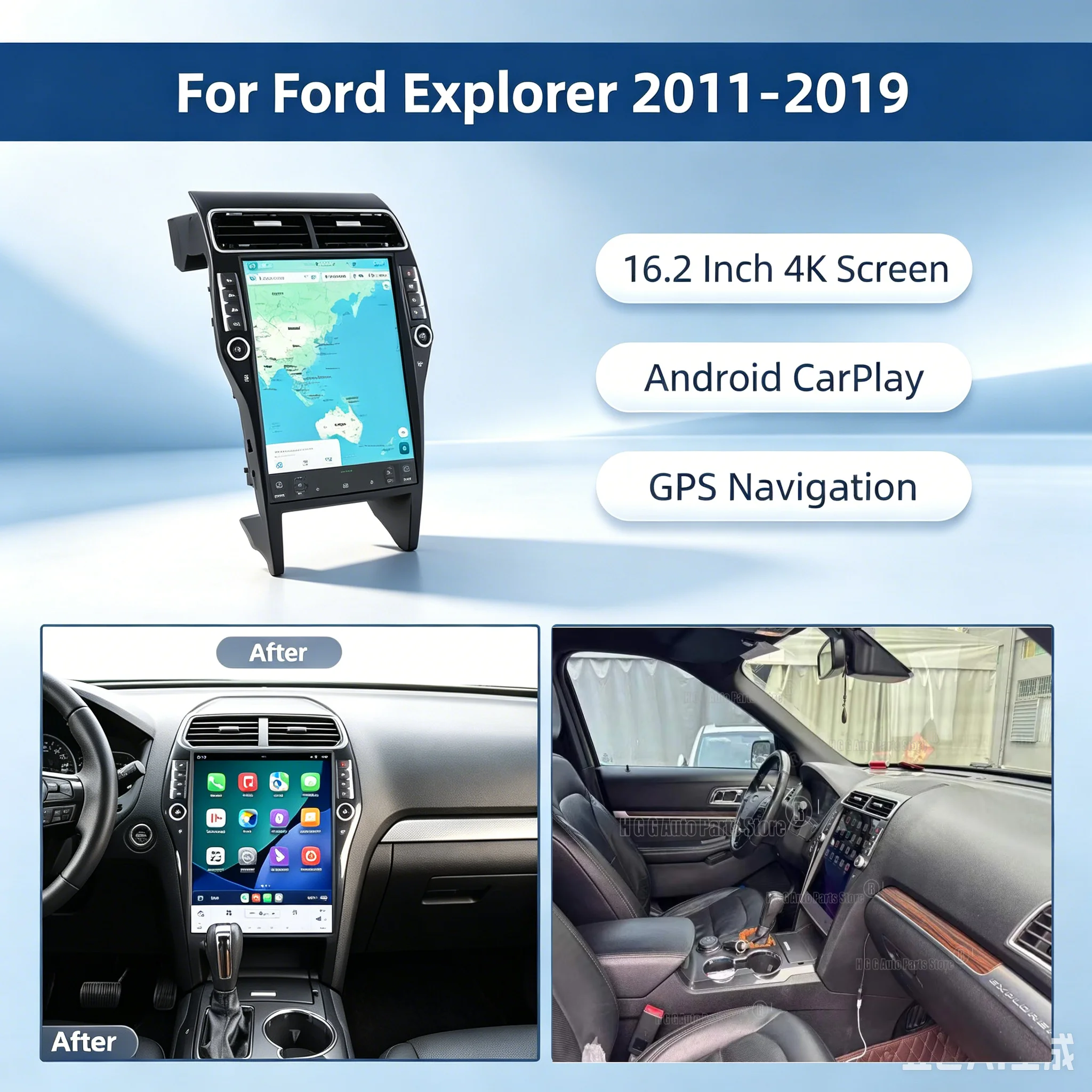 16.2 Inch Android Carplay 4K Screen For Ford Explorer 2011-2019 Vertical Screen Multimedia Player Car Radio Car GPS Navigation
