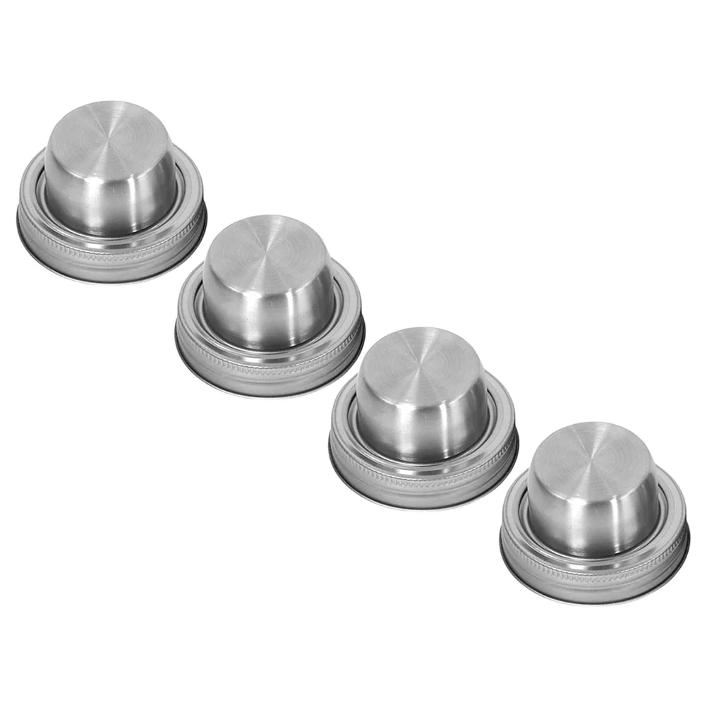 

4Pcs Universal Fit Mason Jar Shaker Lids Stainless Steel Spout Dispenser Caps for Drinks Spices Salt Pepper Storage Barware