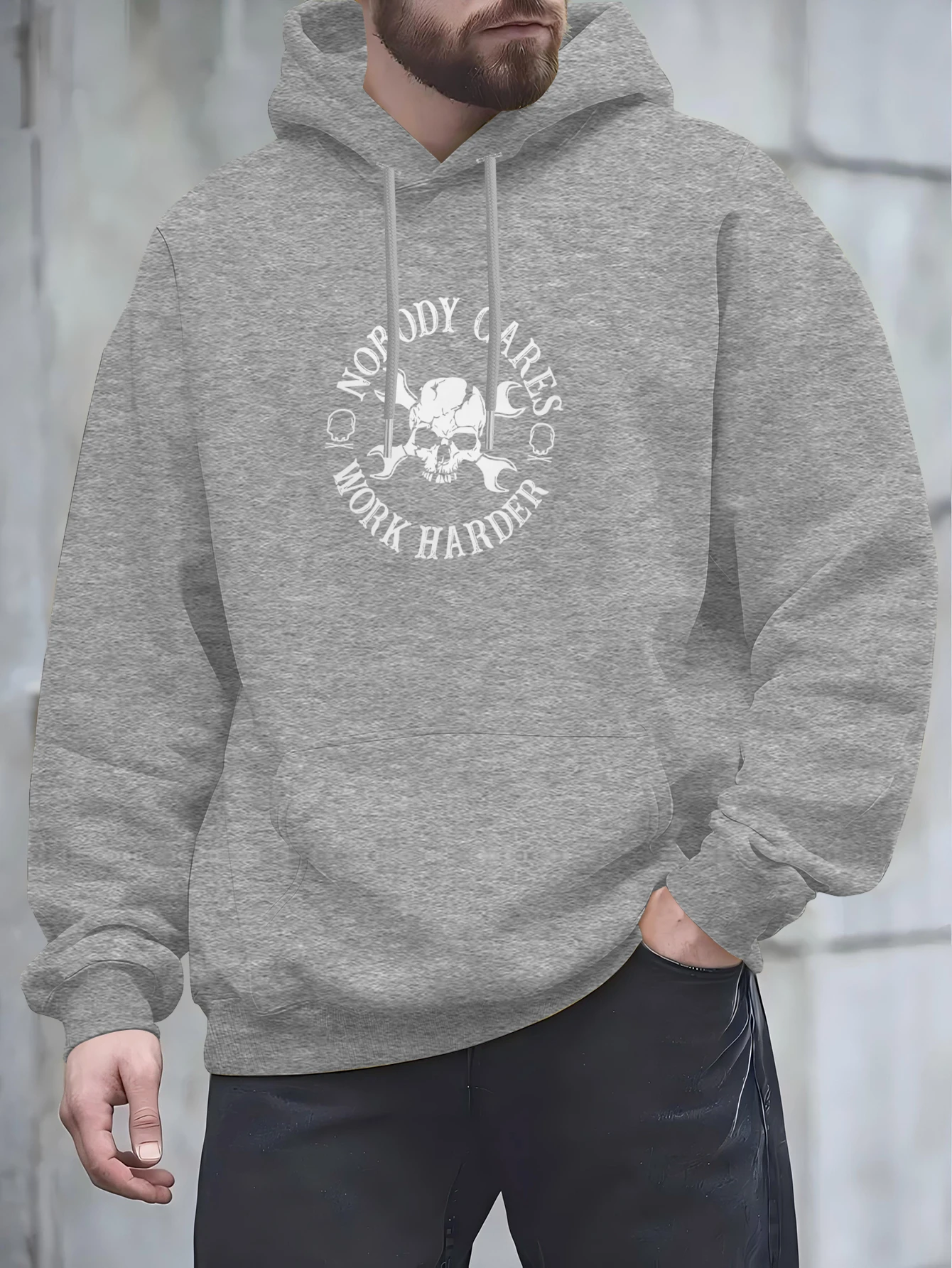 High-quality casual long-sleeved adult sweatshirt with skull pattern printing for the 2025 autumn new men's hoodie