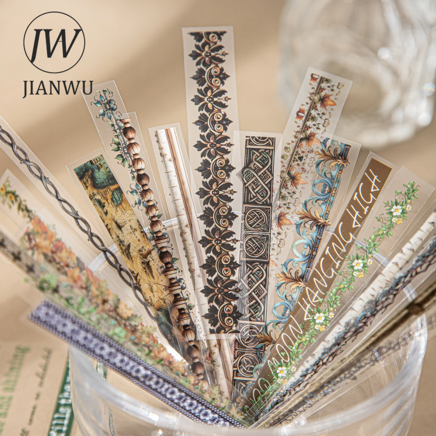 JIANWU Retro Boundaries Series Vintage Gothic Lace Flower Landscape Material Collage PET Sticker Creative DIY Journal Stationery - view 4
