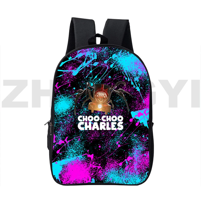 Hot 3D Choo-Choo Charles Game Print Backpacks 16 Inch Double Student Primary High School Bags Korean Casual Travel Sport Daypack