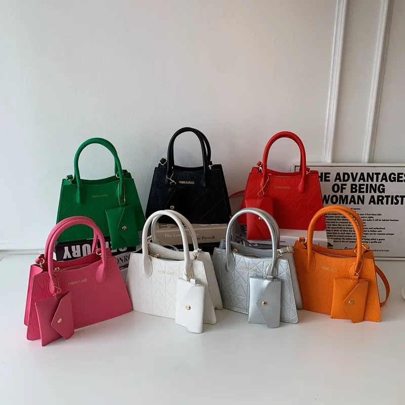 2024 New Women's Handbag Fashion Solid Color PU Shoulder Bags for Women Girls Casual Crossbody Bag with Card Bag Friends Gifts