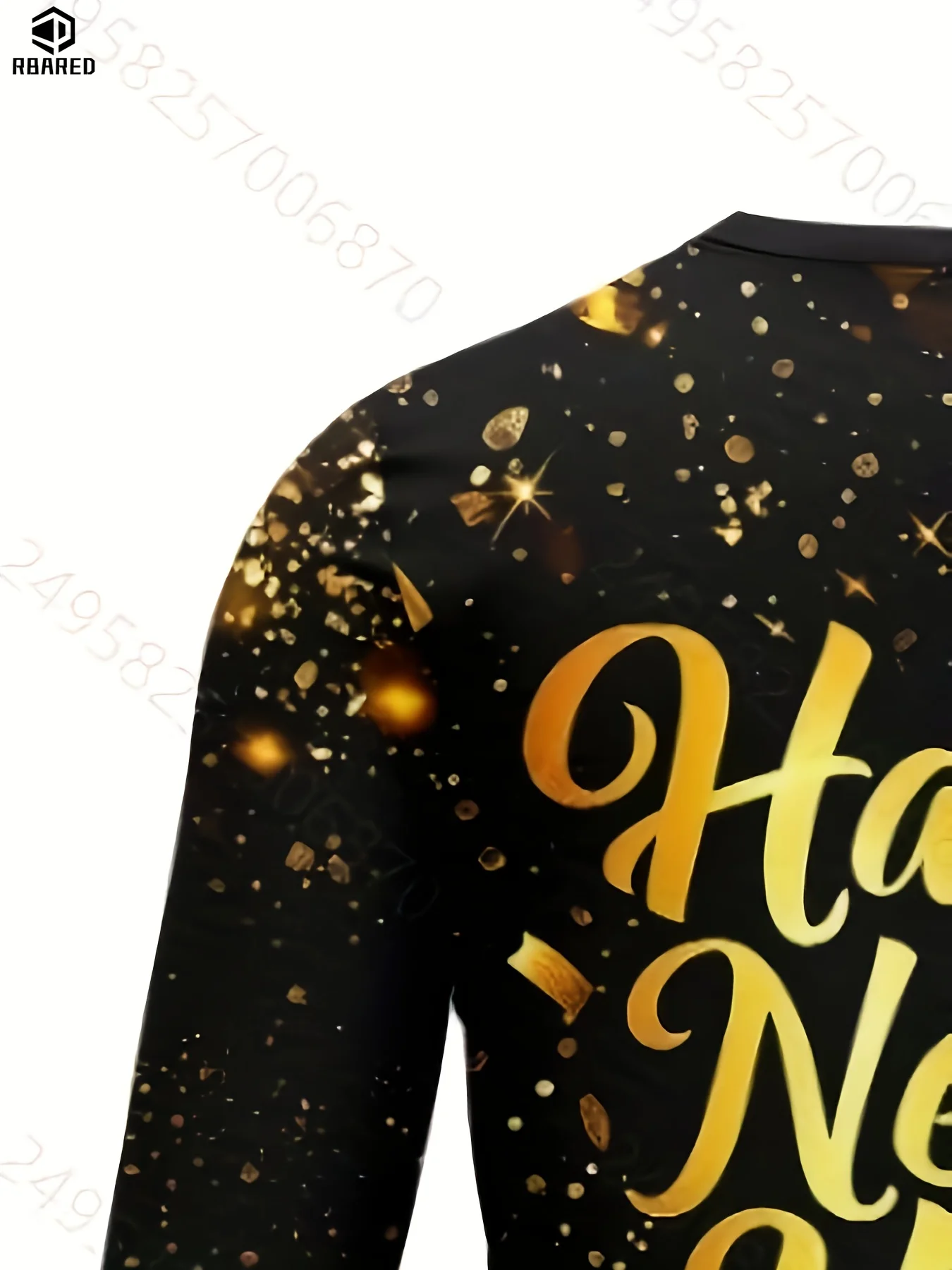 تي شيرت رجالي بأكمام طويلة مطبوع ثلاثي الأبعاد يسمح بمرور الهواء مريح 2026 سنة جديدة سعيدة