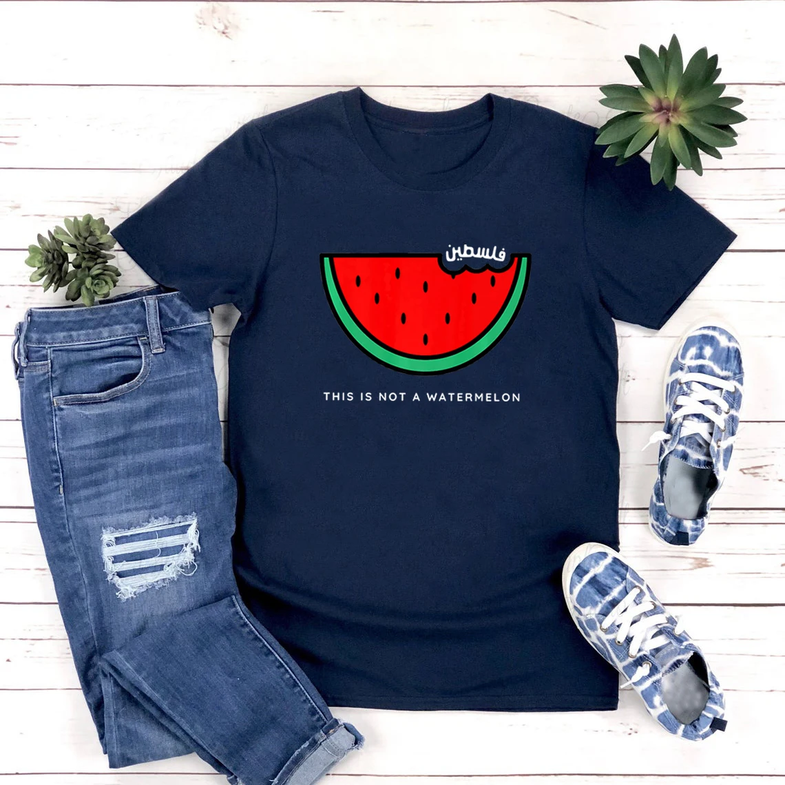 Funny Watermelon T-Shirt This Is Not A Watermelon Tshirts Peace and Love T Shirt Short Sleeve Human Right Graphic Tee Streetwear