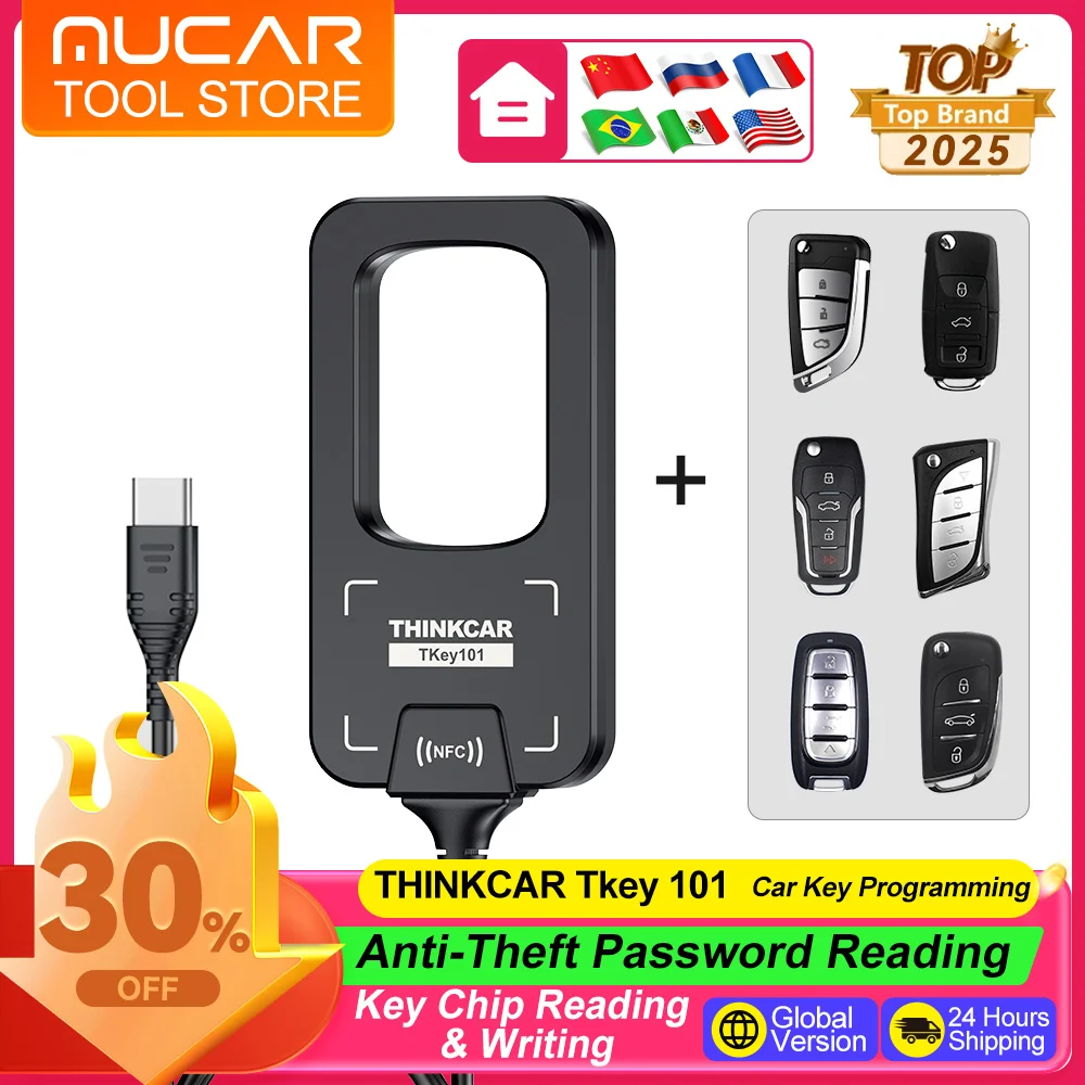 THINKCAR Tkey 101 Car Key Programmer With 6 Keys Frequency Detection Car Remote Control Key Tools For THINKCAR 689BT MUCAR 892BT