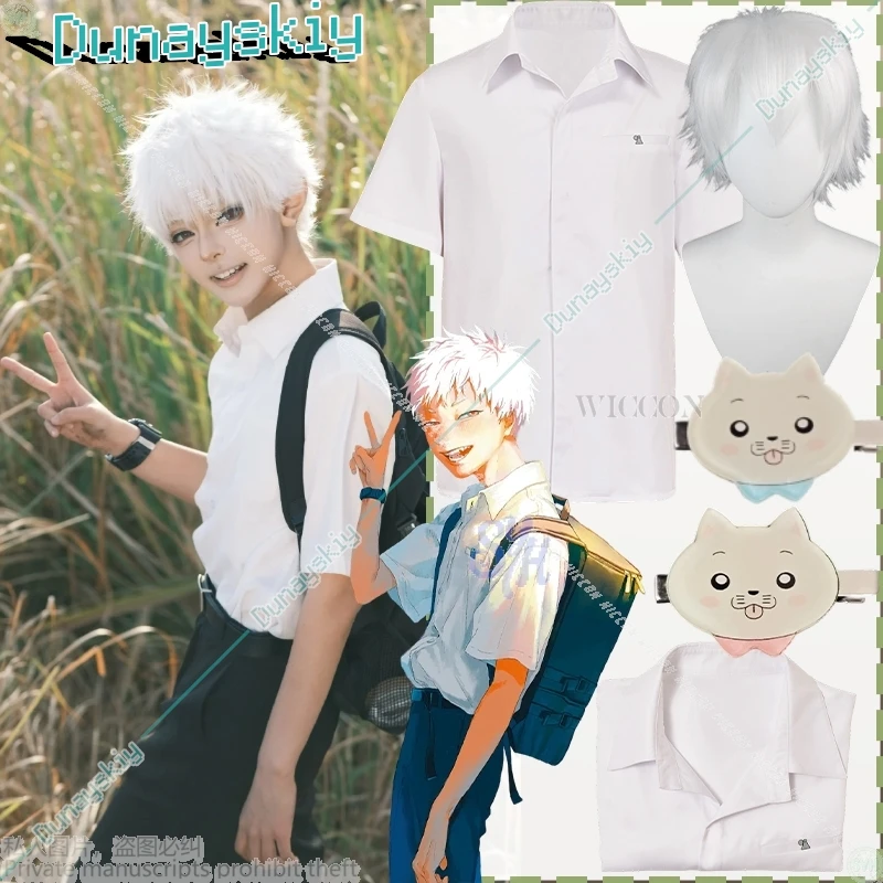 

The Summer Hikaru Died Hikaru Cosplay Anime Costume DK School Uniform Cat Kawaii Headwear White Wigs Halloween Christmas