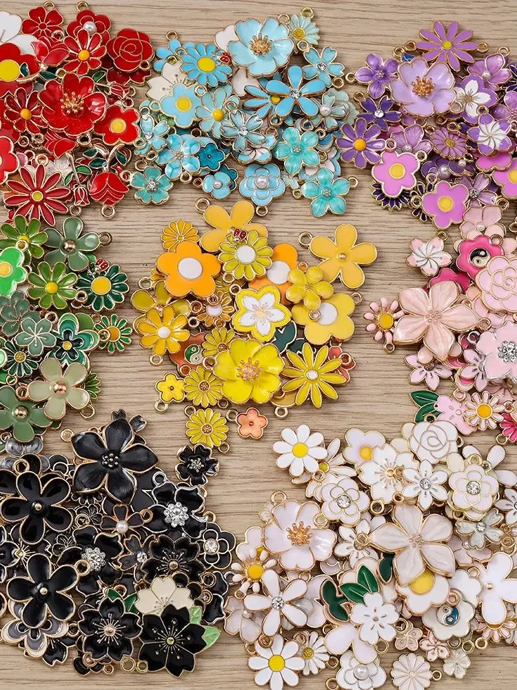 Tusember gemischte Blumenanhänger, 10 Stück, niedliche bunte Blumenanhänger für DIY-Schlüsselanhänger, Armbänder, Halsketten, Schmuckherstellung, Zubehör – Detail 1