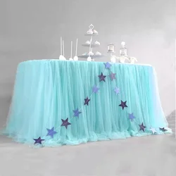 Baby Shower Birthday Banquet Wedding Party Red Skirting Cover Home Decor White Table Skirt Tutu Tulle Tableware Cloth