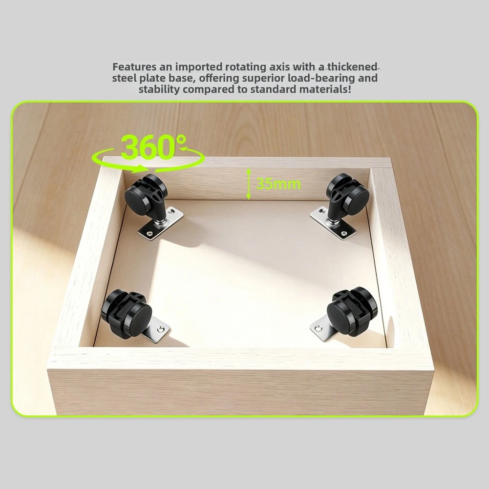 360 Swivel Casters with Brake for Furniture Mobility Easy Install Cold Rolled Steel Frame Plastic Wheel for Hardwood