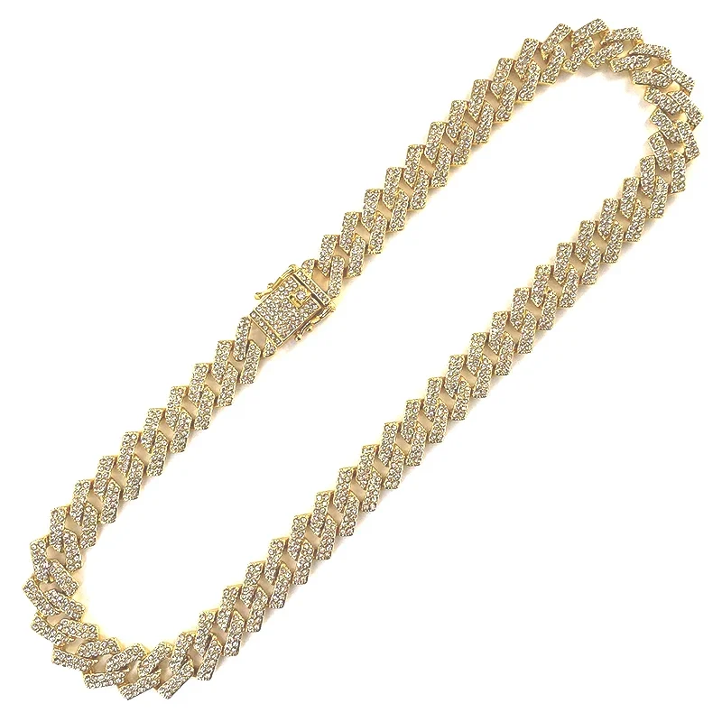 

H ip Hop 16MM Gold Heavy Miami Prong Full Iced Out Paved Rhinestones Cuban Chain CZ Bling Rapper Necklaces For Men Jewelry