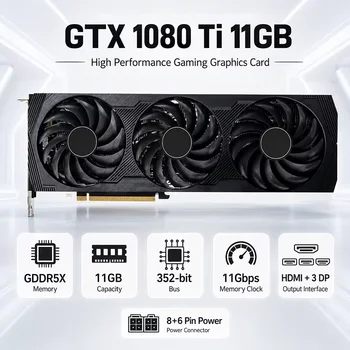 Tarjeta Gráfica GTX 1080 Ti de 12GB con Triple Ventilador Silencioso, GDDR5X GPU para Juegos, Estaciones de Trabajo con IA y PC de Escritorio 1