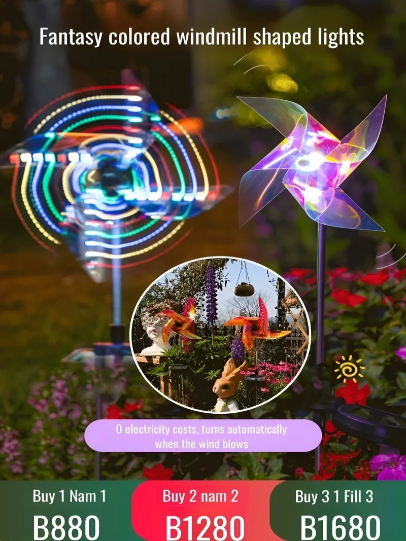 

[No electricity cost/automatic rotation] Solar windmill light/waterproof/ light control/courtyard