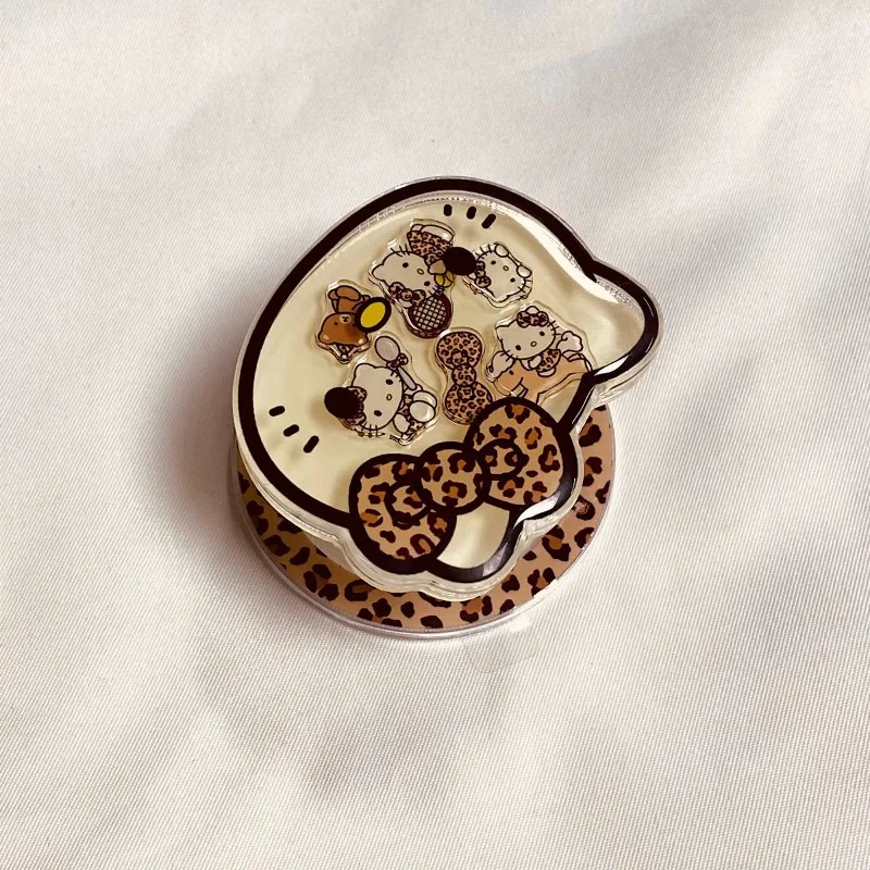 韓国風漫画のかわいいヒョウ柄音楽磁気ブラケット iPhone 17 16 Samsung対応 吸着式安全デスクトップサポートスマホスタンド