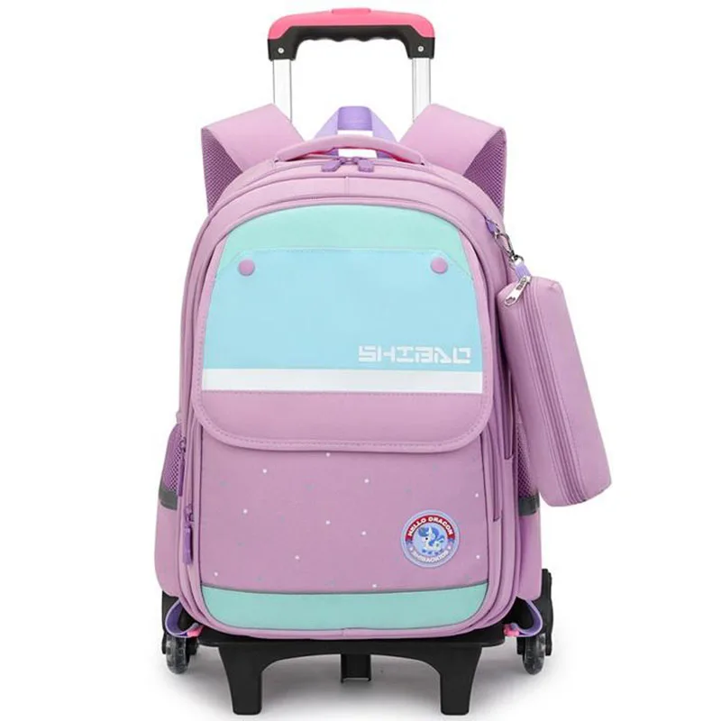 Nueva Mochila rodante, mochilas de escuela secundaria primaria para niños, Mochila Escolar para niños con 2/6 ruedas Plecak Damski