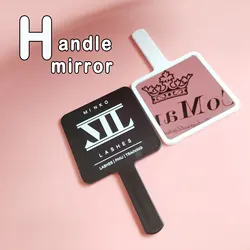 Wholesale Custom Handle Mirror Custom Logo Label Hand Held Mirrors Bluk 5/10Pieces Lot Mirror Square Printing Logo Supplier