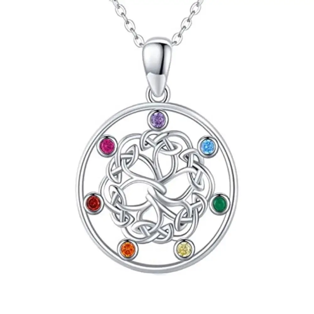 NEW High-end Flower Of Life 7 CHAKRA Crystal Symbol Religious Multi Inspirational Buddhist Color Necklace Jewelry Pendant Z6M8