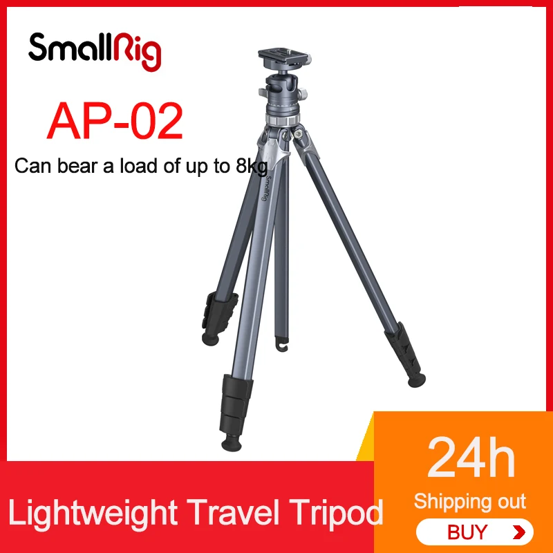 SmallRig 4222 Lightweight Travel Tripod AP-02 with 1/4inch-20 Threaded Holes for Attaching Magic Arm Mount Up to 8kg Load Tripod