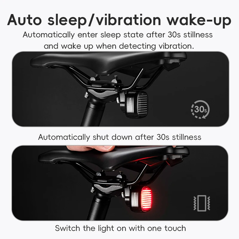 ROCKBROS Bicycle Rear Light Smart Sync Brake Sensing Taillight 12 Modes Ipx6 Rechargeable Rear Light MTB Road Bike Accessories