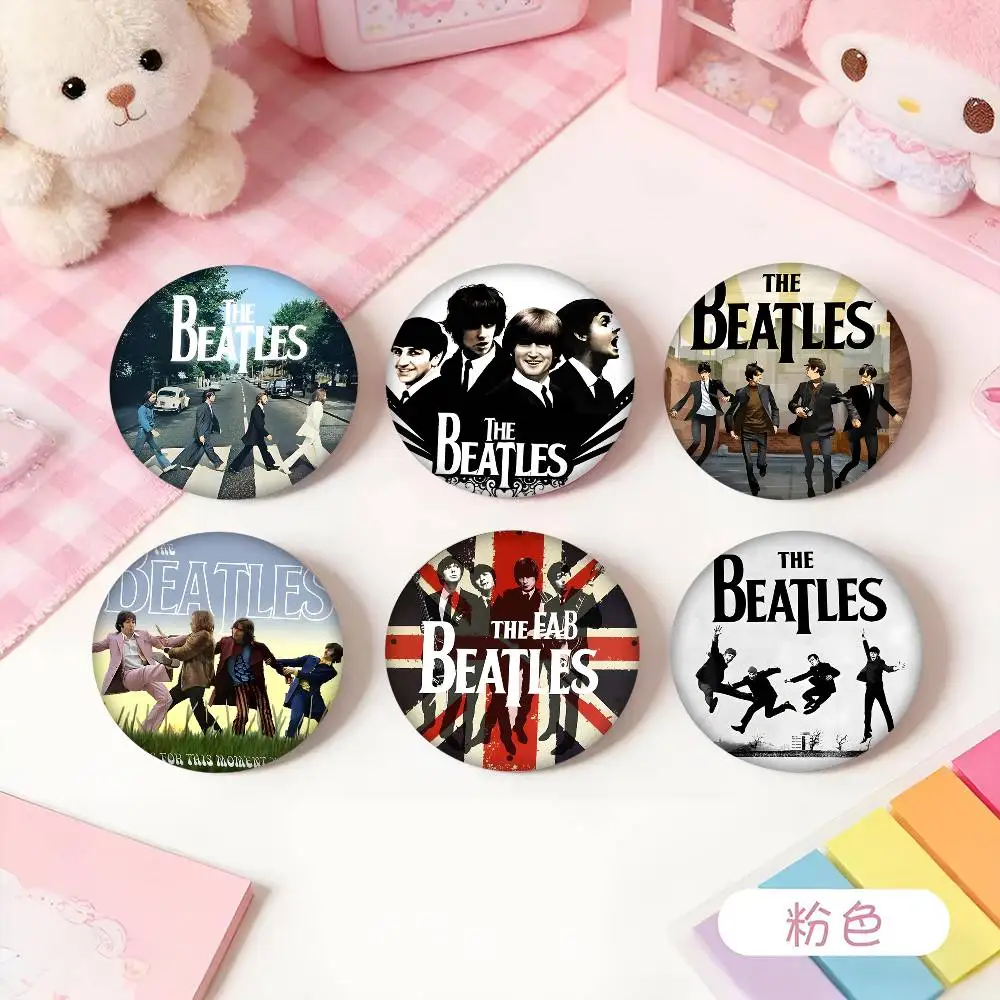 1pc Rock Band The Beatles Anime Cartoon Style Badge Brooches On Backpack Decoration Round Enamel Pins For Accessorys