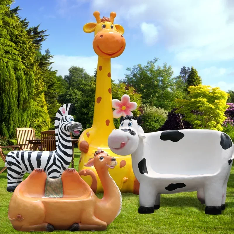 FRP seat cartoon animal rest stool ornament outdoor park square kindergarten
