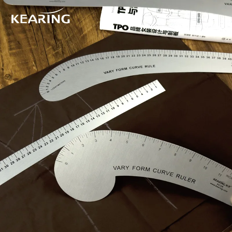 Kearing Vary Form Curve Ruler for Fashion Design Aviation Aluminum Sewing French Curve Garment  Pattern Making Cutting