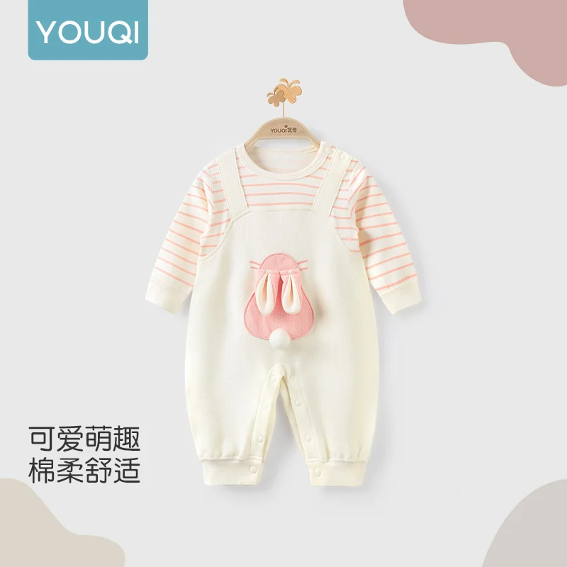 

【Youqi】Chinese Baby Clothes for Spring and Autumn, Baby Romper with Suspenders, Super Cute Princess Style, Fake Two-Piece Outfit, Romper for Going Out