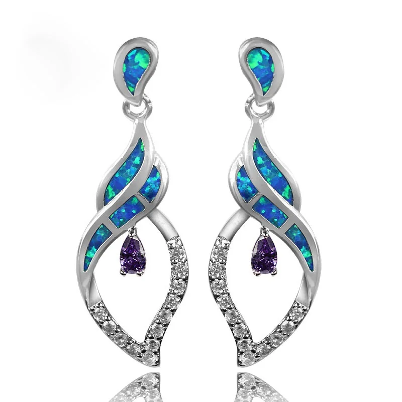 

JLE-204 Gorgeous Fire Opal Gem Pink Crystal Earrings for Women Charm Jewelry on Sale Christmas Gift