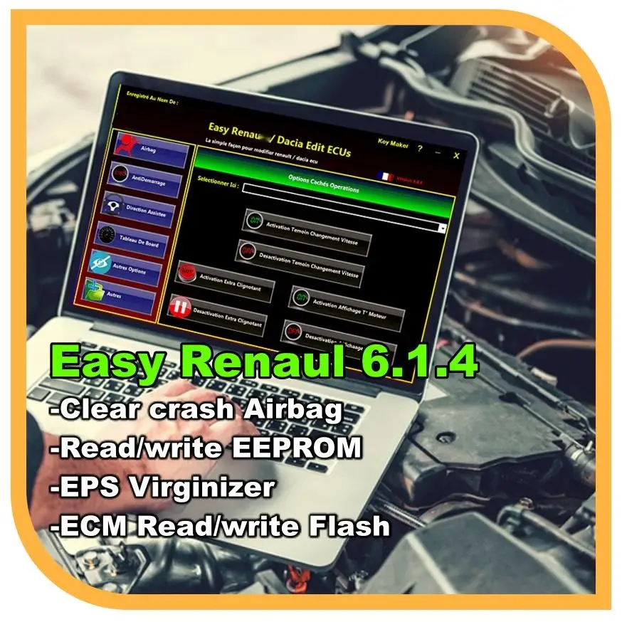 

BEST Easy Renaul 6.1.4 Software for Renaul ECU Programmer Clear Crash Airbag Card Keys UCH Cleaner WORK with OBDLink Renolink