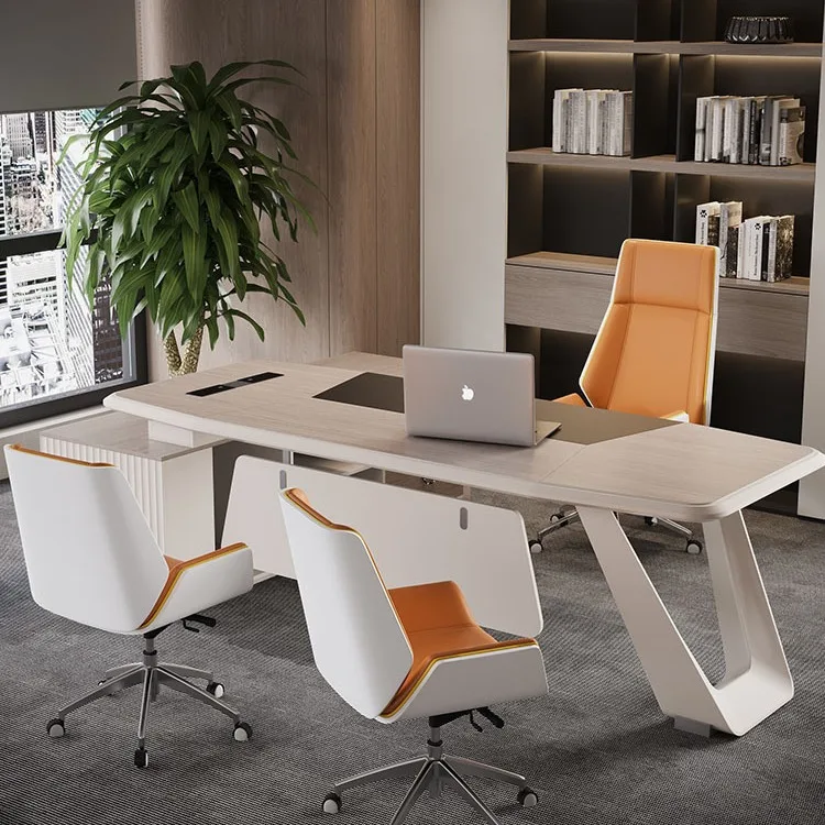 

Huandi boss table, office tables and chairs, simple modern light luxury manager's room desk, simple office office furniture