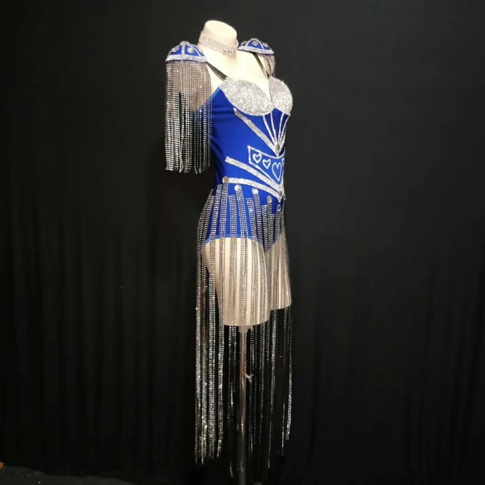 Roupa de festa de aniversário moda brilhante strass borla bodysuit boate sexy feminino senhoras equipe de dança latina catsuit sexy arrasto