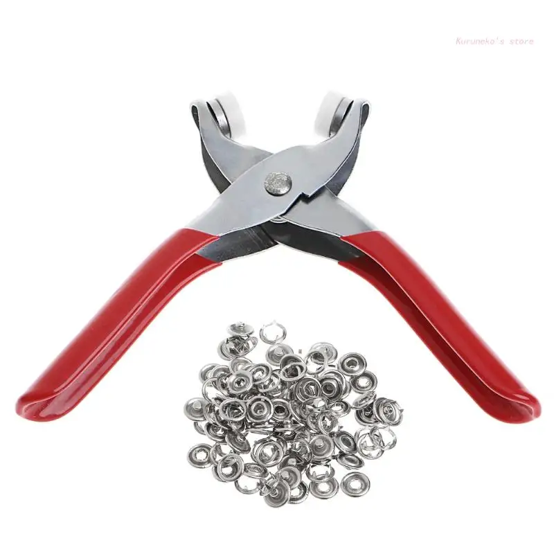 โลหะ Prong แหวนกระดุมสแน๊ปกด Studs Plier 9.5มม.HX6D