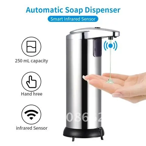 

250ML Stainless Steel Container Automatic Gel Dispenser Hand Induction Touchless Gel Dispenser With IR Sensor