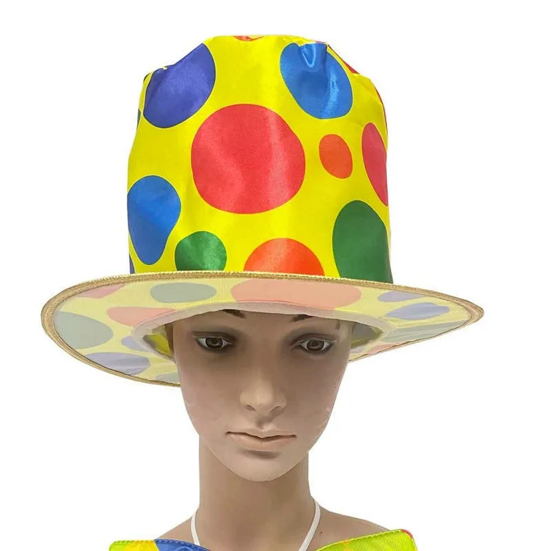Clown Top Hat Colorful Polka Dot Magician Tall Hat Carnival Party Cosplay Costume Accessory for Halloween Party Dress Up