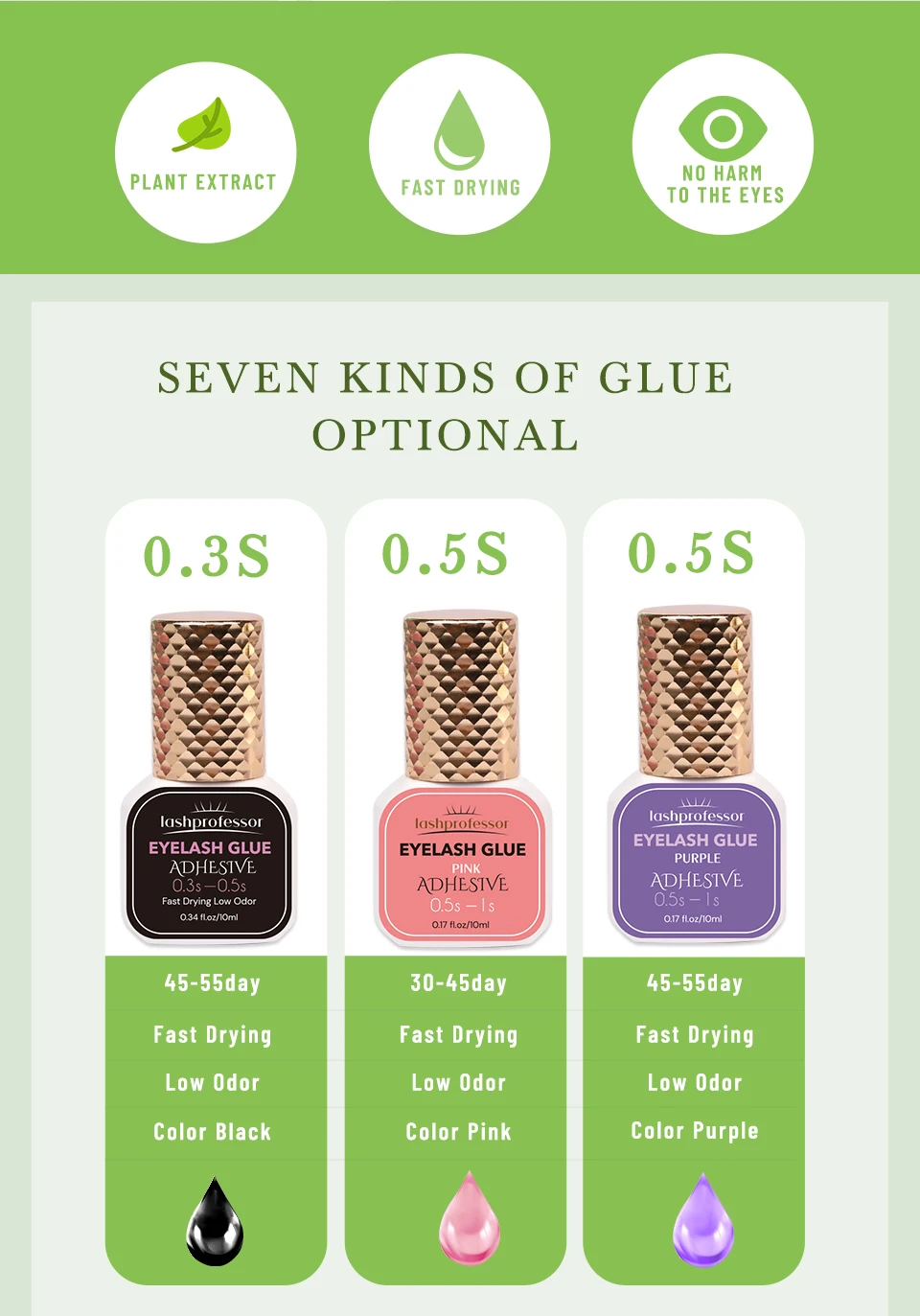 0,3S individueller Kleber für Wimpernverlängerungen, Schwarz/Klar, schnell trocknend, starker Kleber, langlebige Farbe, Wimpernverlängerungskleber, Make-up – Detail 3