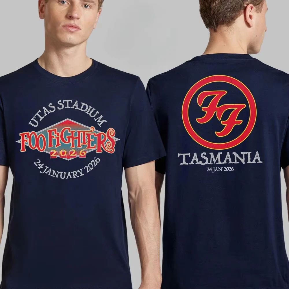 Foo Fighters Launceston 2026 Print Tee Vintage UFO Earth Rock Streetwear Casual Unisex