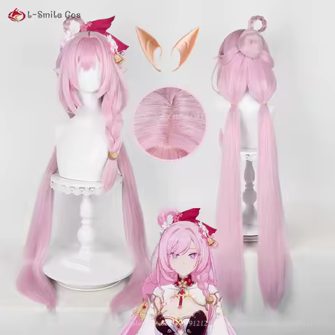 Game WigsCosplay New Skin Elysia Cosplay Wig 110cm Pink Wig Heat Resistant Synthetic Hair Party Anime Wigs + Wig Cap