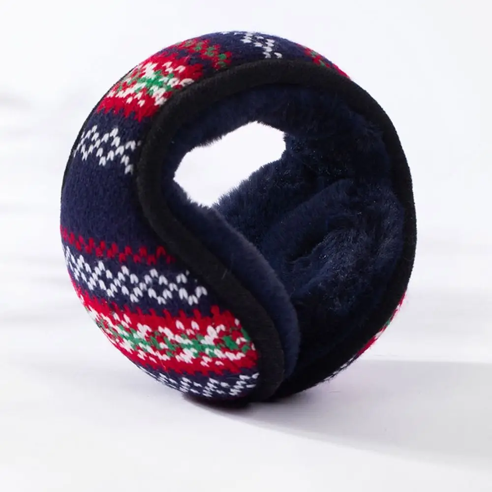 Earmuffs de pelúcia Jacquard de malha, cobertura de orelha dobrável bonito, estilo étnico, Earflap dobrável, engrossar inverno, estudante, estudante